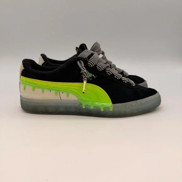 Puma Suede Nickelodeon Slime Kids Sneakers Black Green US 4 EU 35.5 391111-01 - Picture 3 of 6
